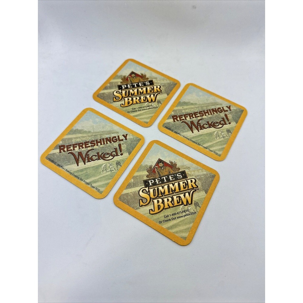 Pete's Summer‎ Brew Refreshingly Wicked Beer Coasters Set of 4 Barware